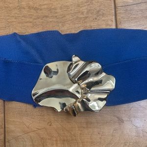 Vintage Elastic Belt with Biomorphic Metal Clasp S-M